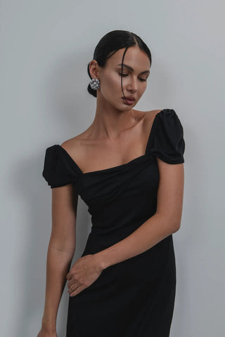 Sia Black Jersey Midi Dress