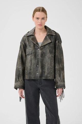 Gestuz Gzjaggy Black Leather Jacket - Anavi