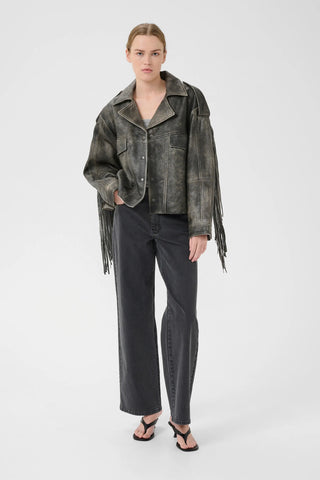 Gestuz Gzjaggy Black Leather Jacket - Anavi