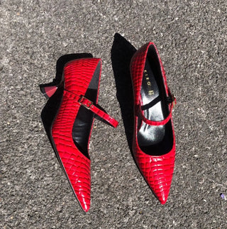 Kirò Décolleté Rosso Coccodrillo Croco - Anavi