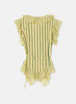 Laagam Bettina Yellow Striped Wrap Blouse - Anavi