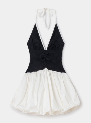 Laagam Chloe Black & White Balloon Short Dress - Anavi