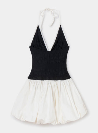 Laagam Chloe Black & White Balloon Short Dress - Anavi