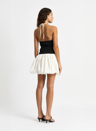 Laagam Chloe Black & White Balloon Short Dress - Anavi