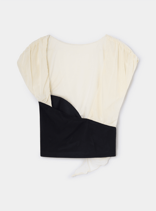 Laagam Gemini Ecru Draped Top - Anavi