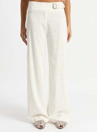 Laagam Kaine White Linen Pants - Anavi