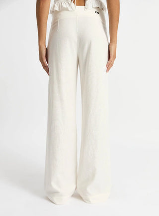 Laagam Kaine White Linen Pants - Anavi