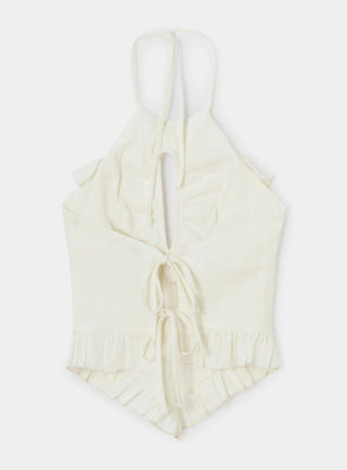 Laagam Kaine White Linen Top - Anavi