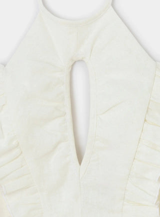 Laagam Kaine White Linen Top - Anavi