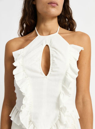 Laagam Kaine White Linen Top - Anavi