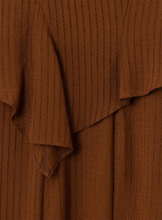 Laagam Lea Brown Textured Midi Dress - Anavi