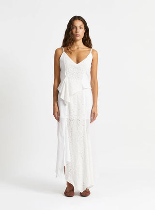 Laagam Lea White Lace Midi Dress - Anavi