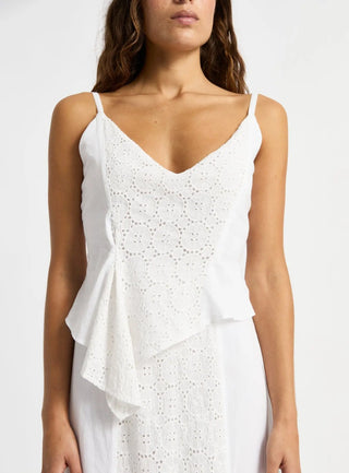 Laagam Lea White Lace Midi Dress - Anavi