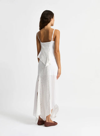 Laagam Lea White Lace Midi Dress - Anavi