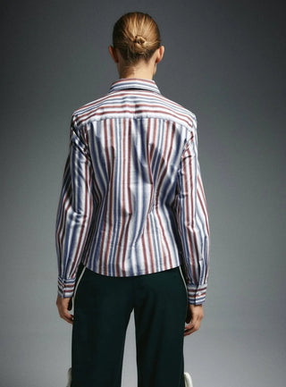 Laagam Liam Blue Striped Ruched Shirt - Anavi