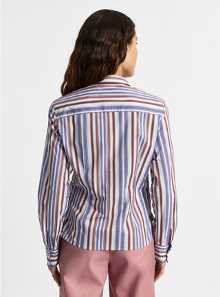 Laagam Liam Blue Striped Ruched Shirt - Anavi