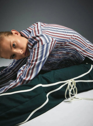 Laagam Liam Blue Striped Ruched Shirt - Anavi