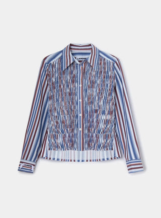 Laagam Liam Blue Striped Ruched Shirt - Anavi