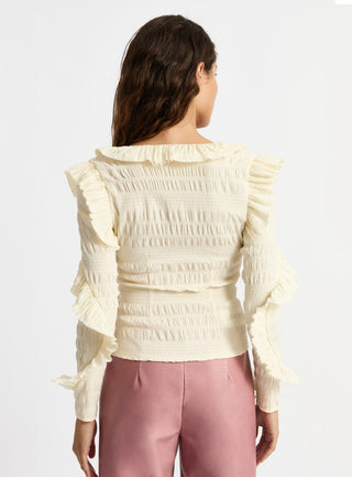 Laagam Maddie Ecru Ruffled Blouse - Anavi