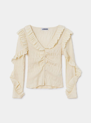 Laagam Maddie Ecru Ruffled Blouse - Anavi