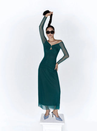 Laagam Naomi Green Tulle Dress - Anavi