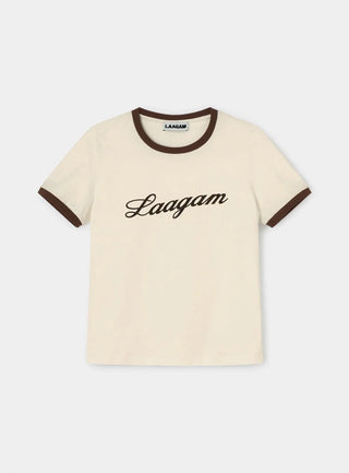 Laagam Olympia Ecru Cotton Logo T-shirt - Anavi