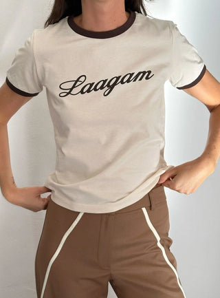 Laagam Olympia Ecru Cotton Logo T-shirt - Anavi