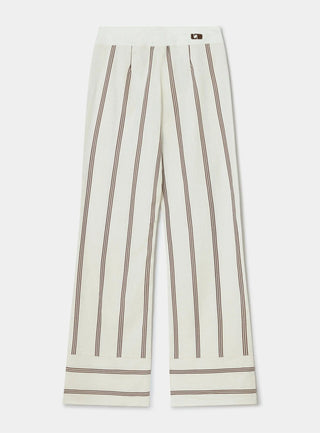 Laagam Saga Brown Striped Linen Pants - Anavi