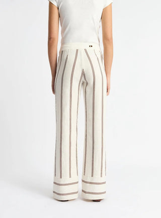 Laagam Saga Brown Striped Linen Pants - Anavi