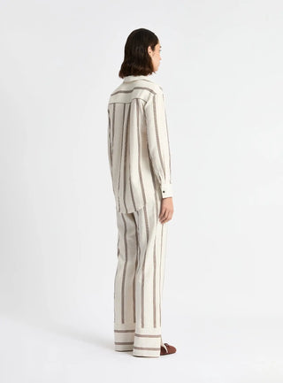 Laagam Saga Brown Striped Linen Pants - Anavi