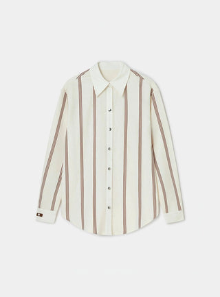 Laagam Saga Brown Striped Pleated Shirt - Anavi