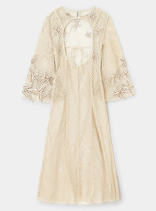 Laagam Samui Ecru Midi Net Dress - Anavi