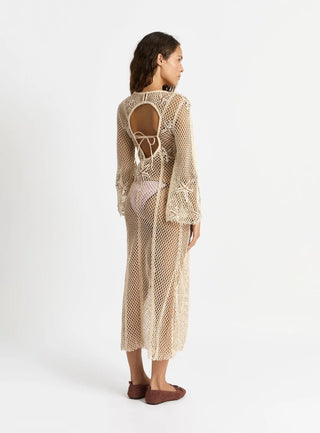 Laagam Samui Ecru Midi Net Dress - Anavi