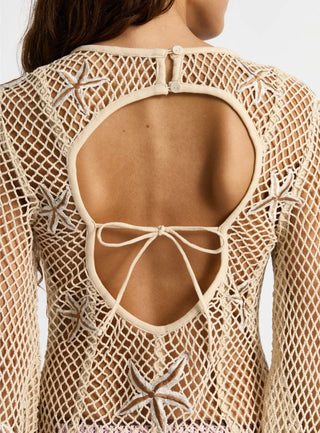 Laagam Samui Ecru Midi Net Dress - Anavi