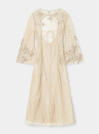 Laagam Samui Ecru Midi Net Dress - Anavi