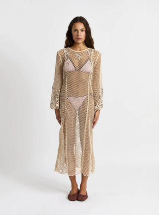 Laagam Samui Ecru Midi Net Dress - Anavi