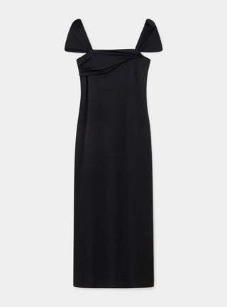 Laagam Sia Black Jersey Midi Dress - Anavi