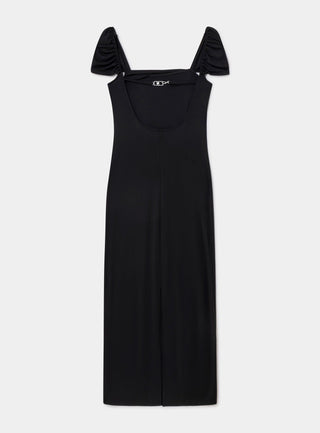 Laagam Sia Black Jersey Midi Dress - Anavi