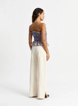 Laagam Susan Blue Striped Ruched Top (Copia) - Anavi