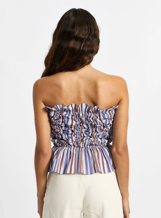 Laagam Susan Blue Striped Ruched Top (Copia) - Anavi