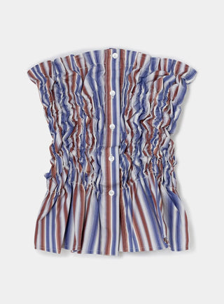 Laagam Susan Blue Striped Ruched Top (Copia) - Anavi