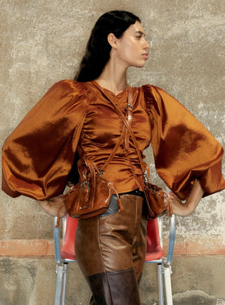 Laagam Vivienne Brown Blouse - Anavi