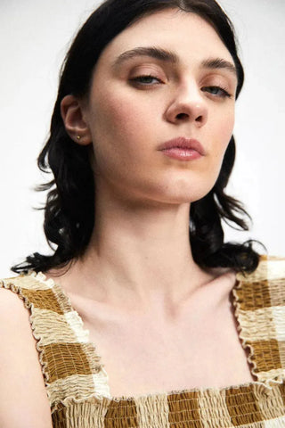 Rita Row Gea Brown Check Top - Anavi