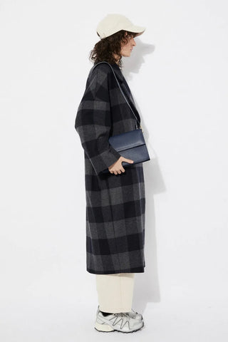 Rita Row Setut Checkered Navy Coat - Anavi