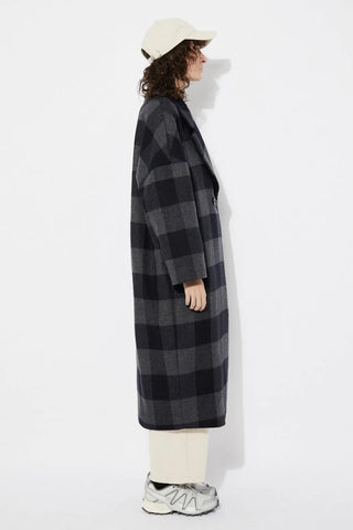 Rita Row Setut Checkered Navy Coat - Anavi