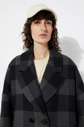 Rita Row Setut Checkered Navy Coat - Anavi