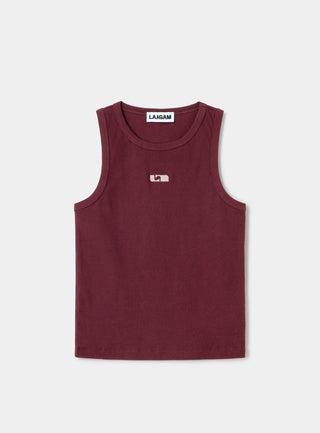  Laagam Burgundy Embroidered Logo Tank Top
