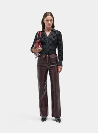  Laagam Horus Burgundy Textured Pants