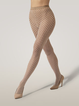  Wolford Velvet Net Tights Fairly Light/White