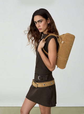  Laagam Jane Camel Suede Bag